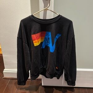 Aviator Nation Logo Relaxed Fit Crew sweatshirt - black